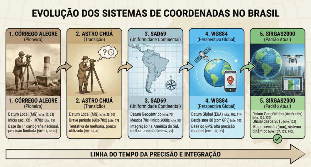 Evolução dos Sistemas de Coordenadas no Brasil: da Navegação Astronômica ao SIRGAS2000
