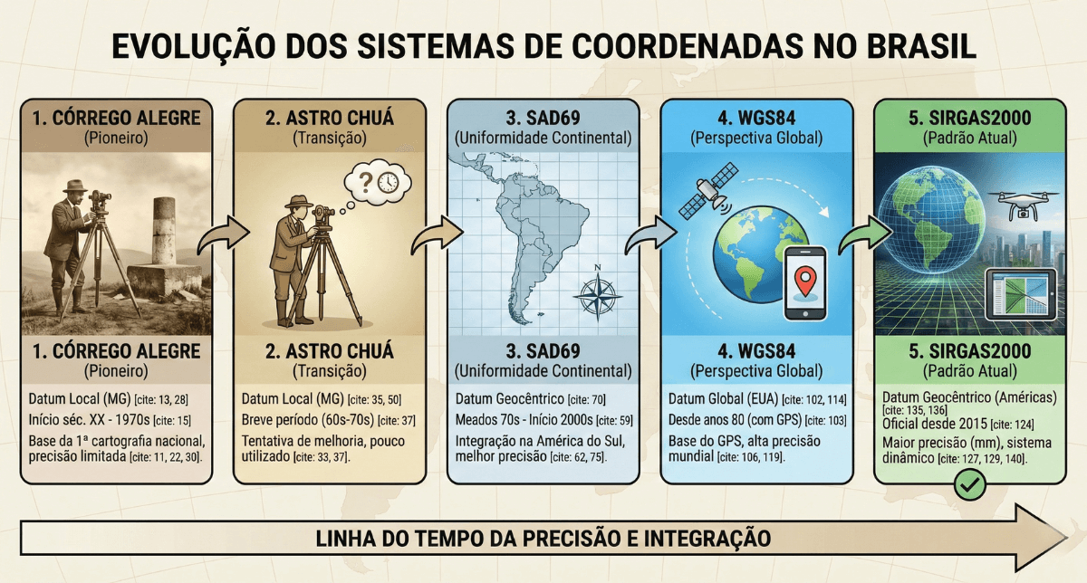 Evolução dos Sistemas de Coordenadas no Brasil: da Navegação Astronômica ao SIRGAS2000